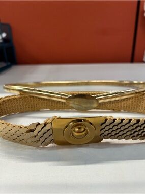 2 vintage belts  Gold-Tone Women's Stretch Belts- Metallic Gold